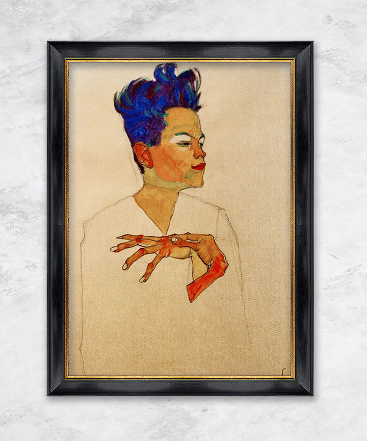 "Selbstporträt mit an die Brust gelegten Händen" | Egon Schiele