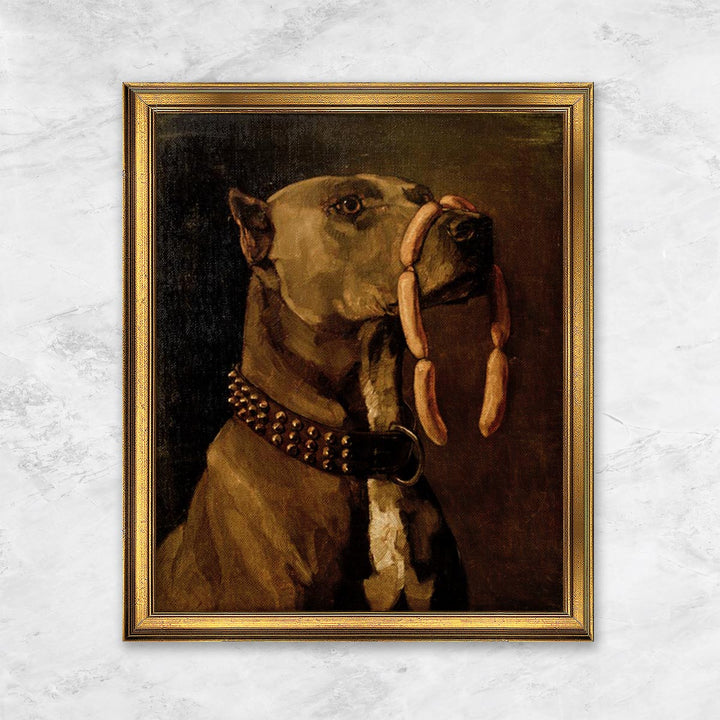 "Dogge mit Würsten (Ave Caesar morituri te salutant)" | Wilhelm Trübner
