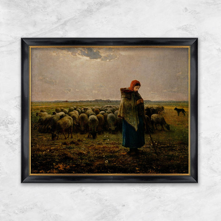 "Schafhirtin mit Herde (La grande Bergère)" | Jean-François Millet