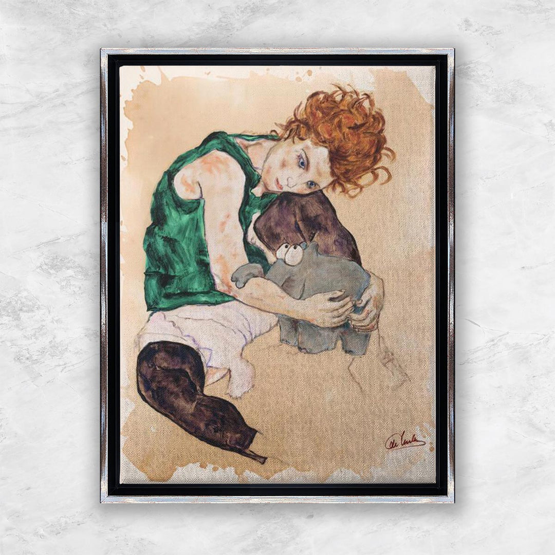 "Sitzende Frau mit Kuscheltier" | Otto Waalkes