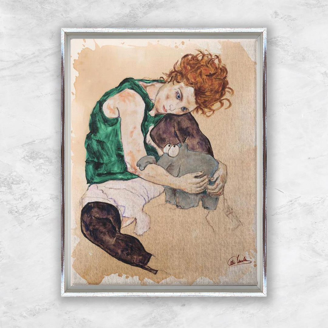 "Sitzende Frau mit Kuscheltier" | Otto Waalkes