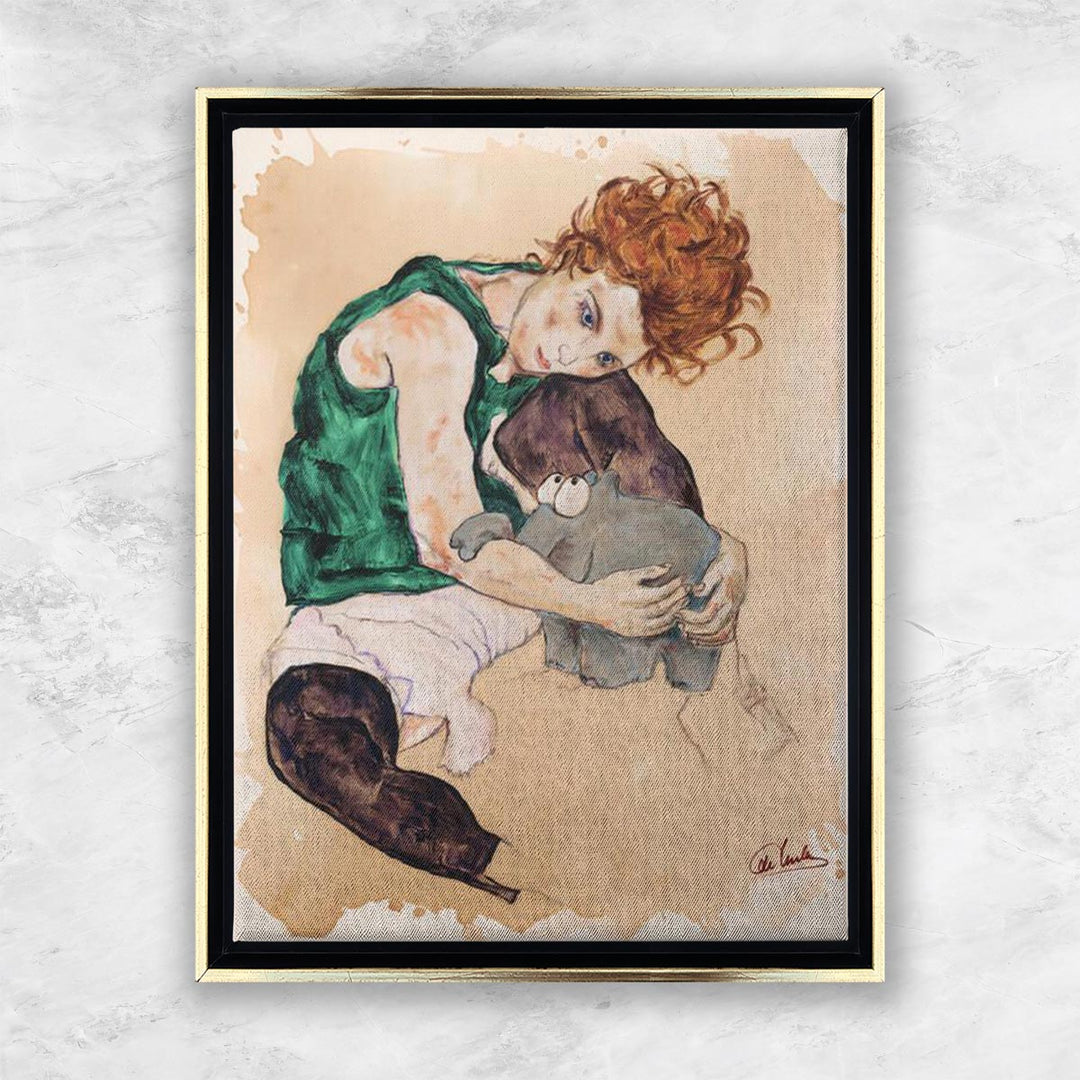 "Sitzende Frau mit Kuscheltier" | Otto Waalkes