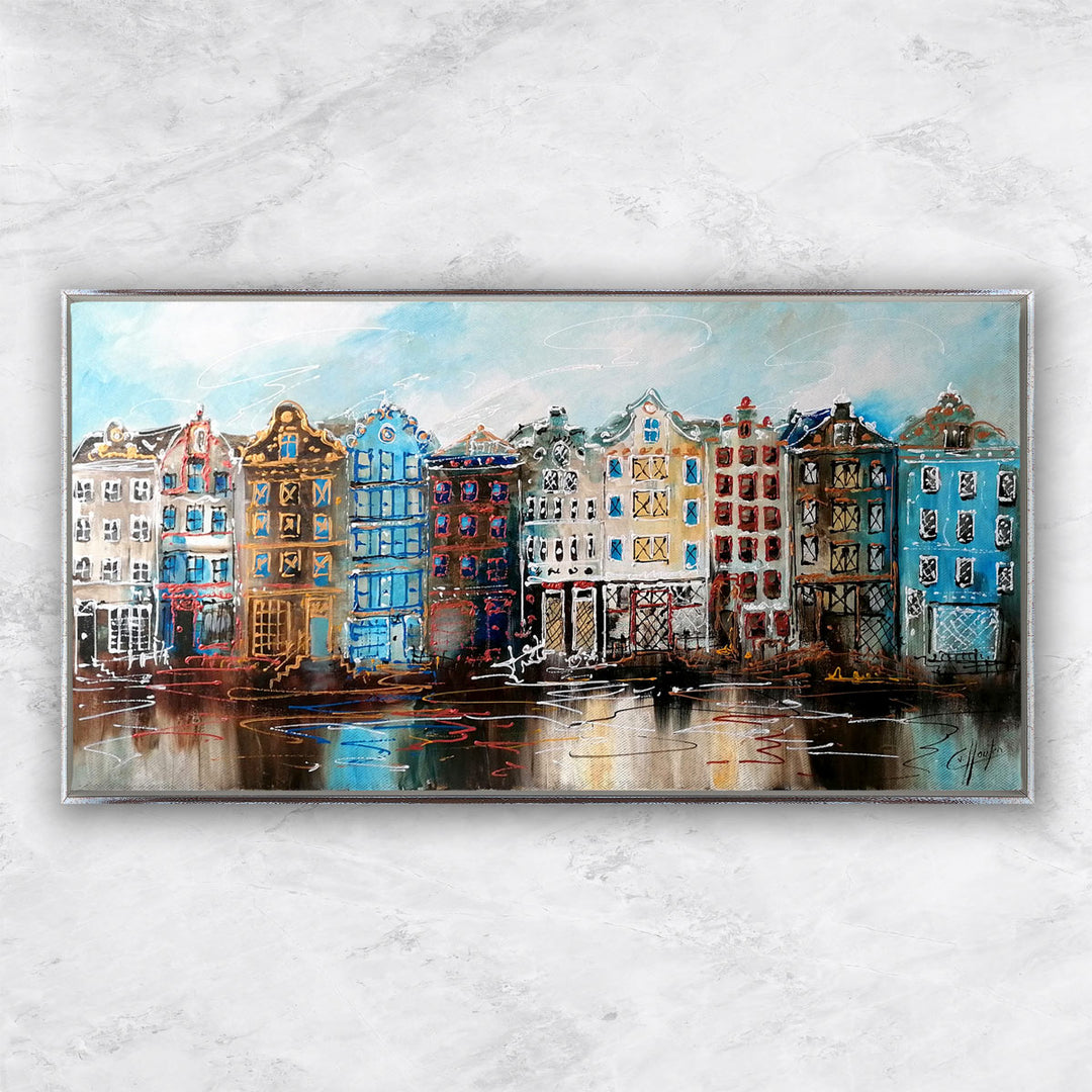 "Blaue Häuser am Flussufer" | Van Houten