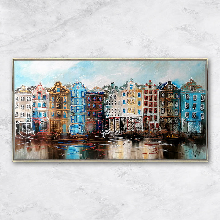 "Blaue Häuser am Flussufer" | Van Houten