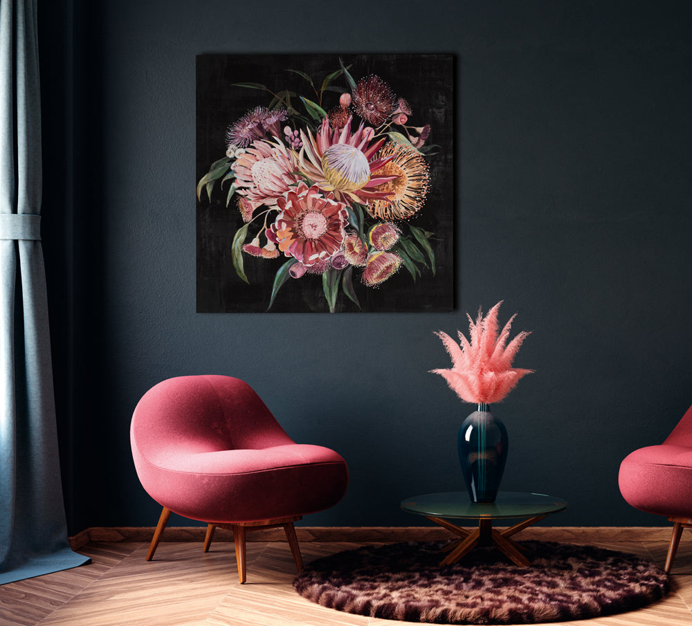 Blumenstrauß auf dunklem Hintergrund