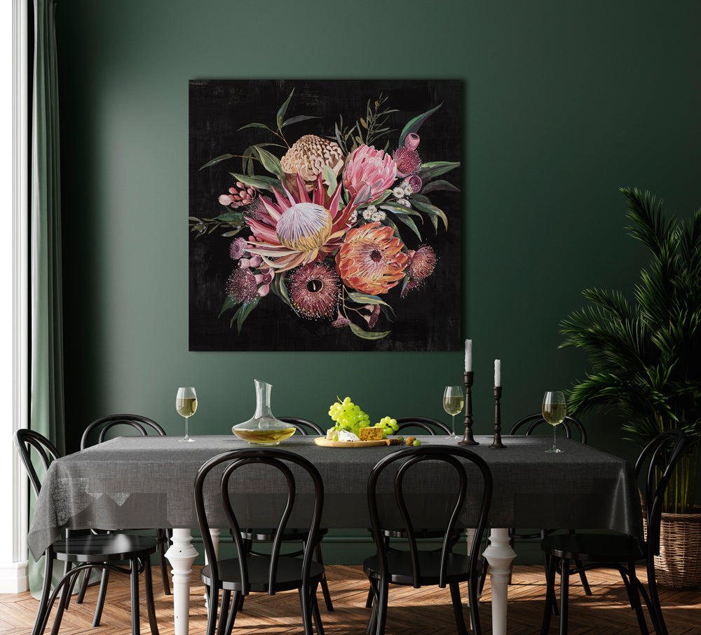 Blumenstrauß auf dunklem Hintergrund