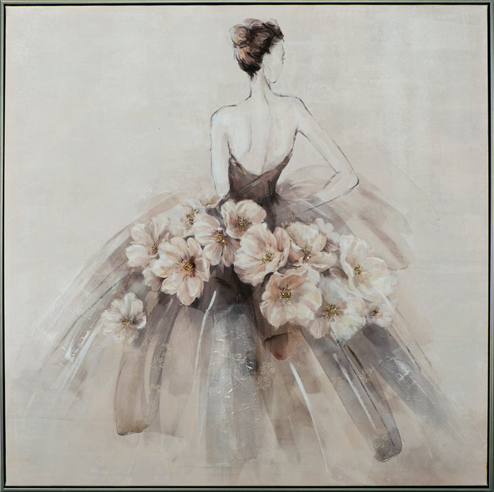 Dame im Ballkleid mit Blumen