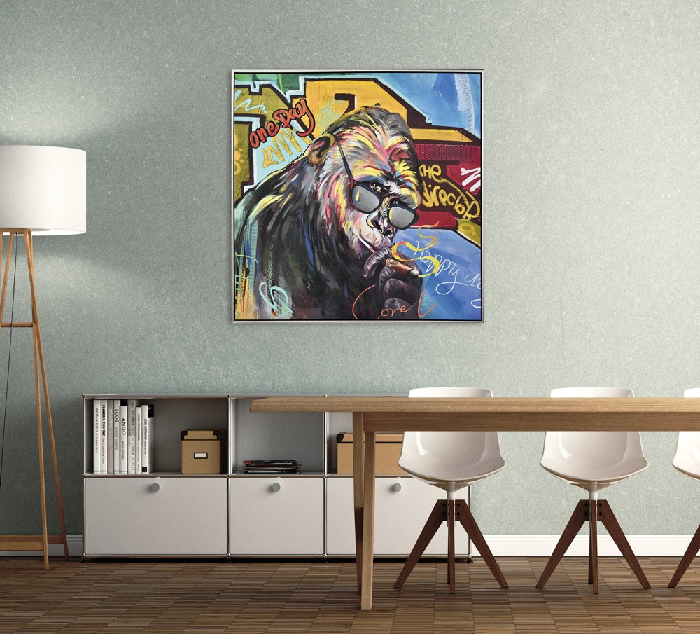 Street Art Schimpanse mit Brille