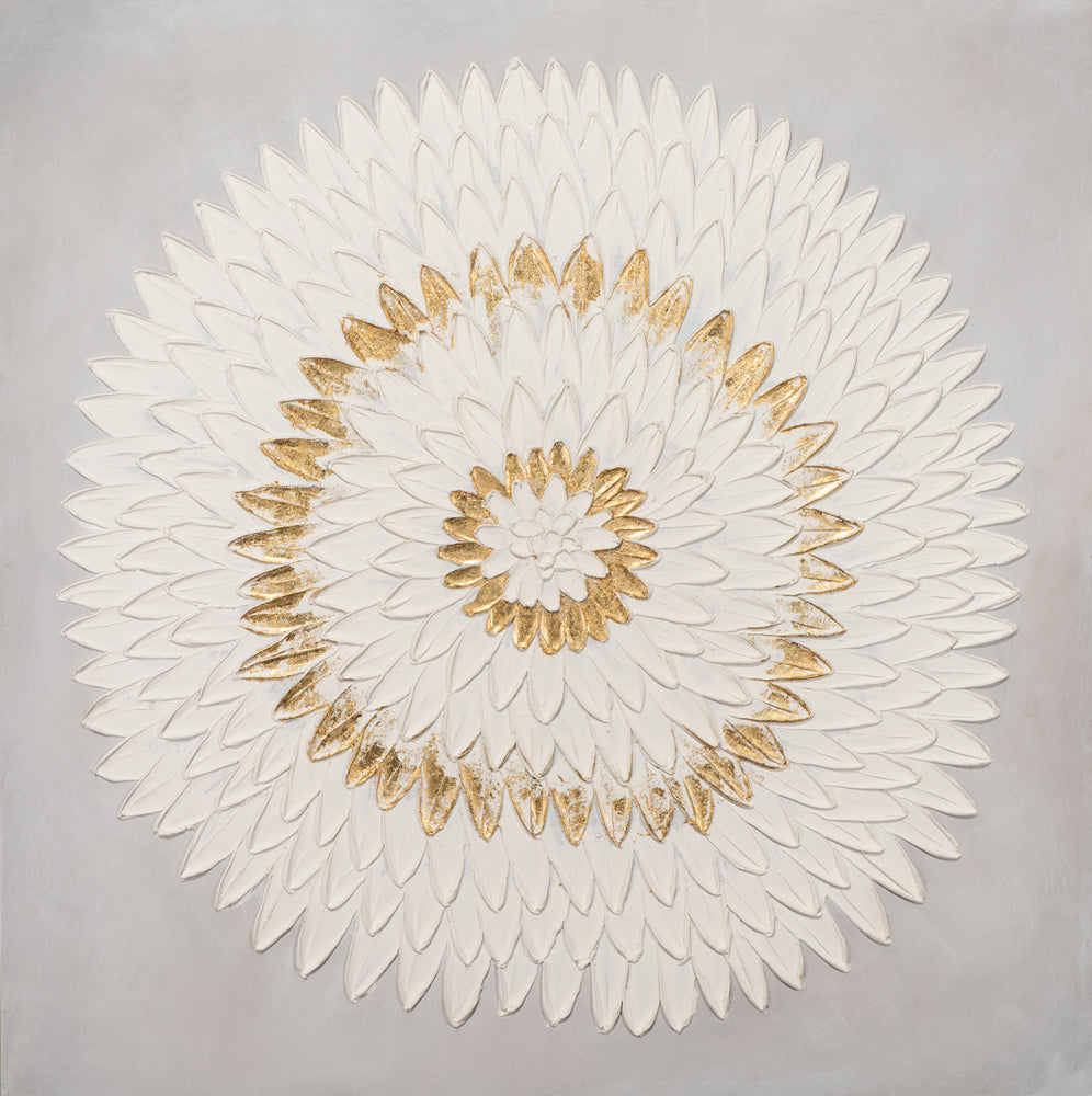 Mandala in Weiß-Gold