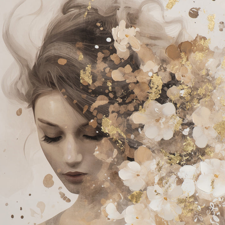 Gold flowers in hair