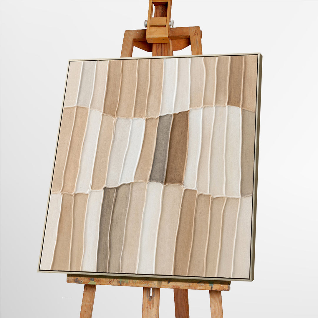 Wooden Patchwork – Handveredelter Kunstdruck auf Leinwand