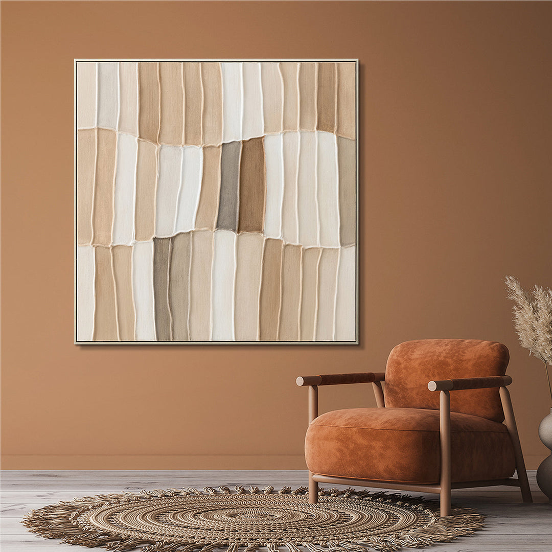Wooden Patchwork – Handveredelter Kunstdruck auf Leinwand