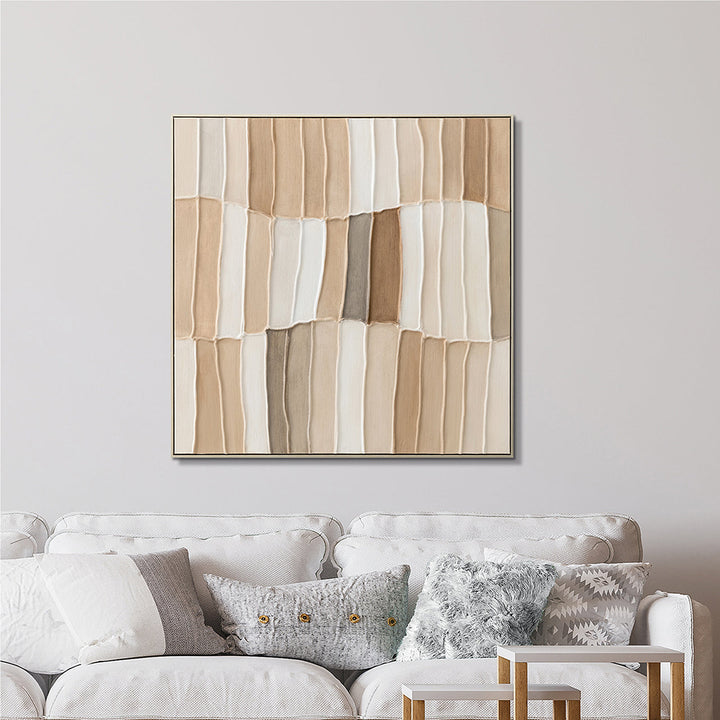 Wooden Patchwork – Handveredelter Kunstdruck auf Leinwand