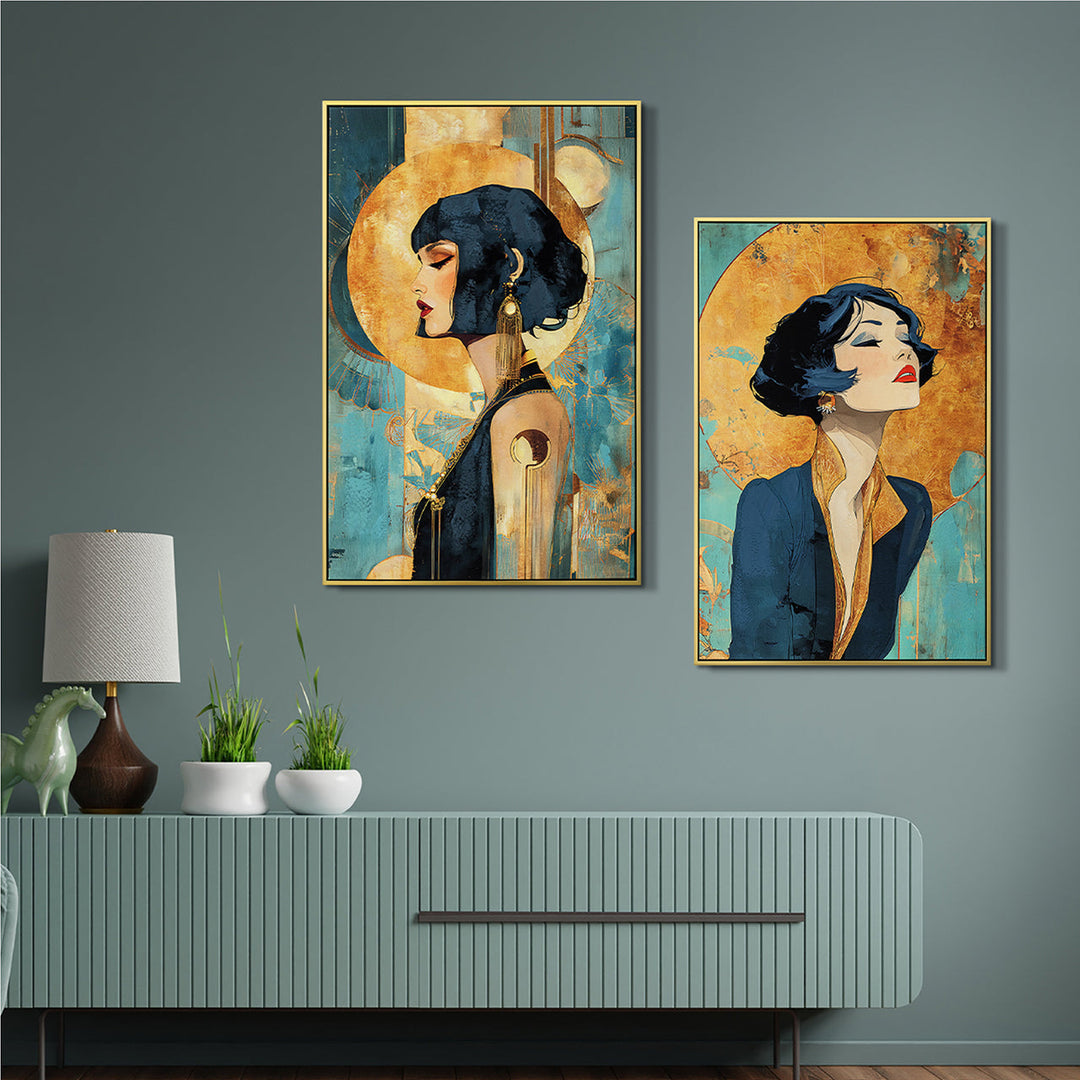 1920s Glamour (60 x 90 cm) – Handveredelter Kunstdruck auf Leinwand