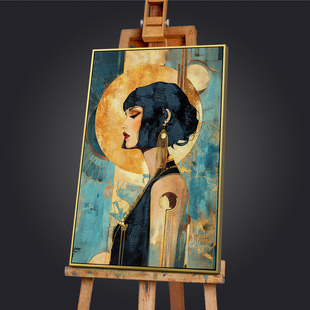 1920s Glamour (60 x 90 cm) – Handveredelter Kunstdruck auf Leinwand