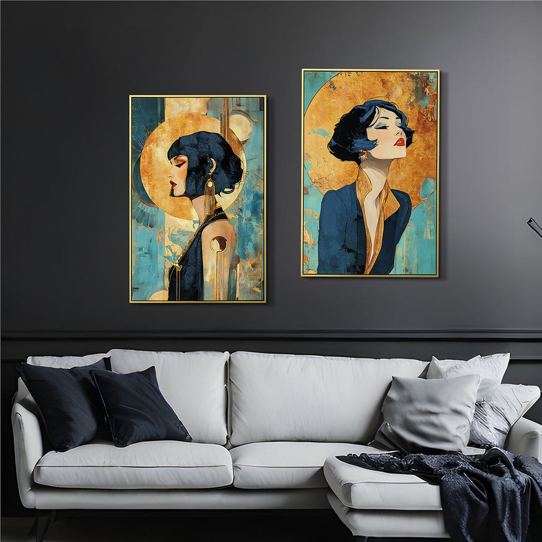 1920s Glamour (60 x 90 cm) – Handveredelter Kunstdruck auf Leinwand