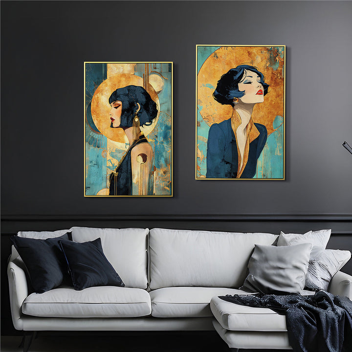 1920s Glamour (60 x 90 cm) – Handveredelter Kunstdruck auf Leinwand