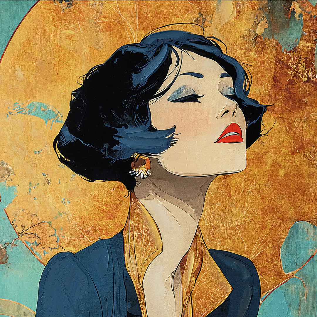 1920s Glamour (60 x 90 cm) – Handveredelter Kunstdruck auf Leinwand