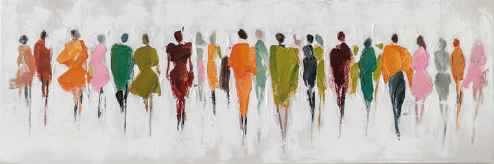 Farben der Begegnungen (50 x 150 cm) – Handveredelter Kunstdruck auf Leinwand