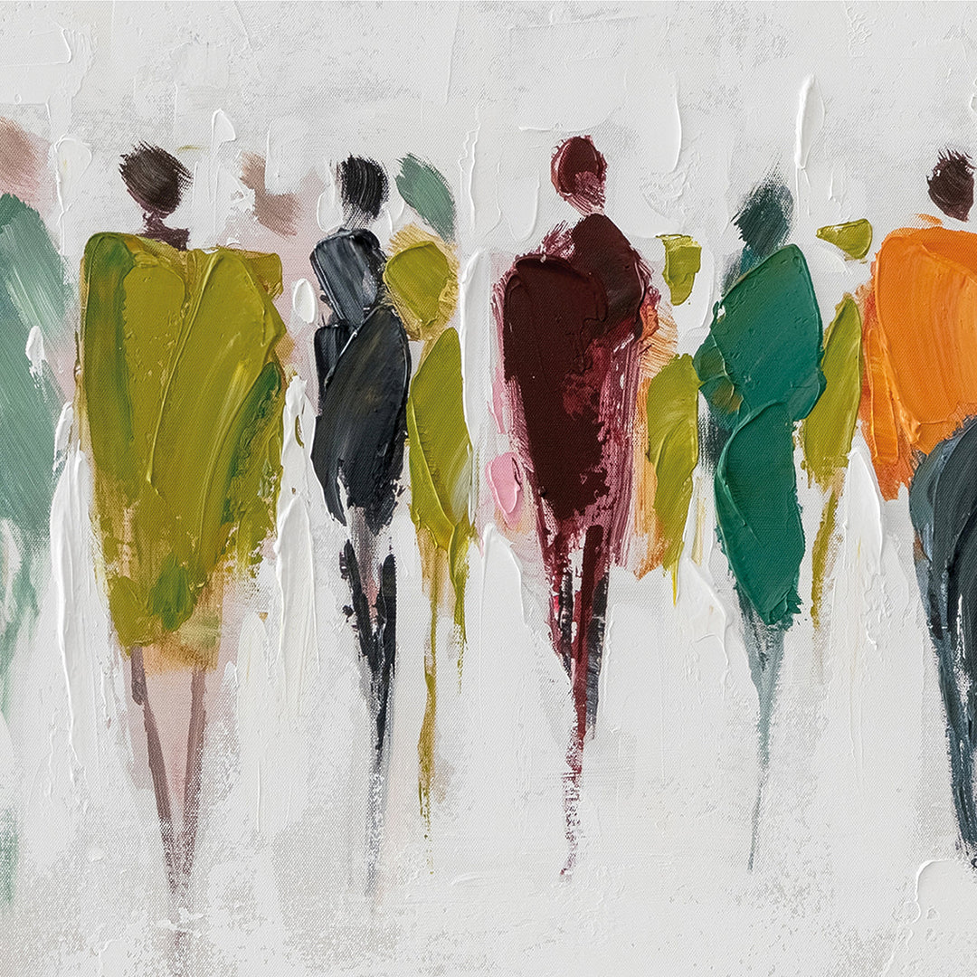 Farben der Begegnungen (50 x 150 cm) – Handveredelter Kunstdruck auf Leinwand