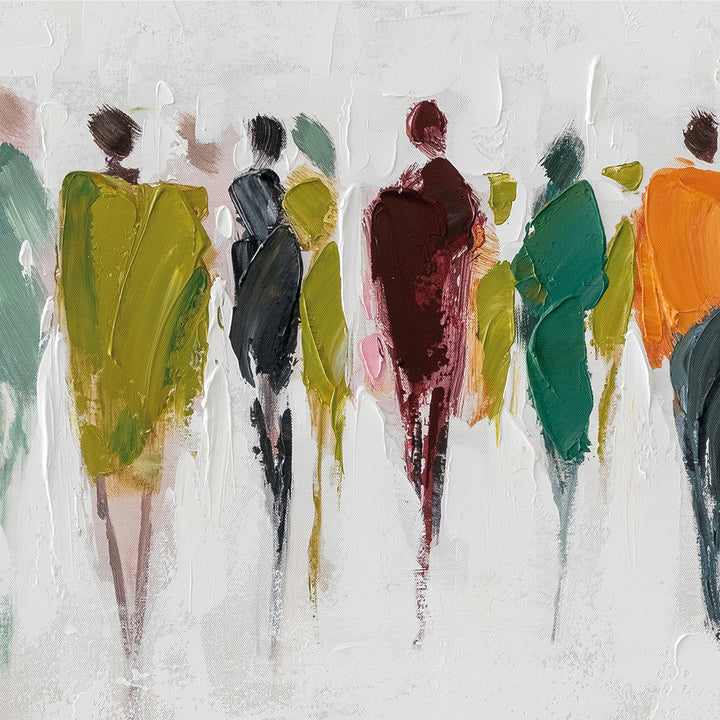 Farben der Begegnungen (50 x 150 cm) – Handveredelter Kunstdruck auf Leinwand