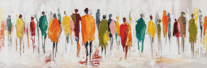 Farben der Begegnungen (50 x 150 cm) – Handveredelter Kunstdruck auf Leinwand