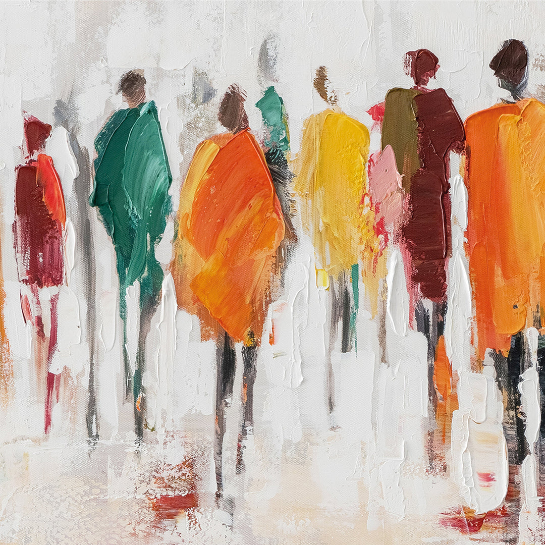 Farben der Begegnungen (50 x 150 cm) – Handveredelter Kunstdruck auf Leinwand