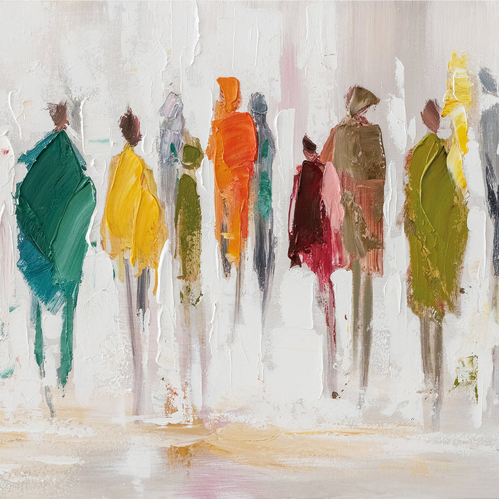 Farben der Begegnungen (50 x 150 cm) – Handveredelter Kunstdruck auf Leinwand