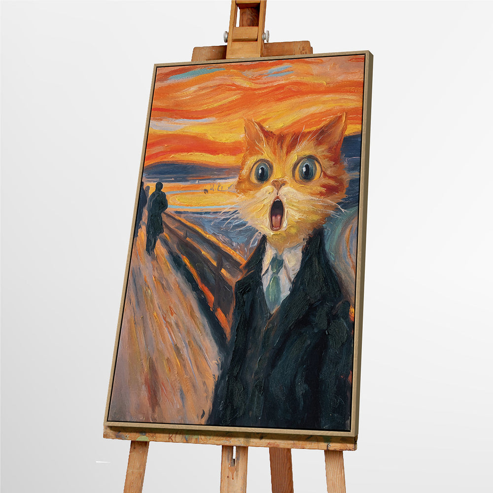 The Cat Scream – Handveredelter Kunstdruck auf Leinwand