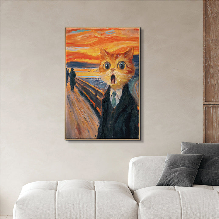 The Cat Scream – Handveredelter Kunstdruck auf Leinwand