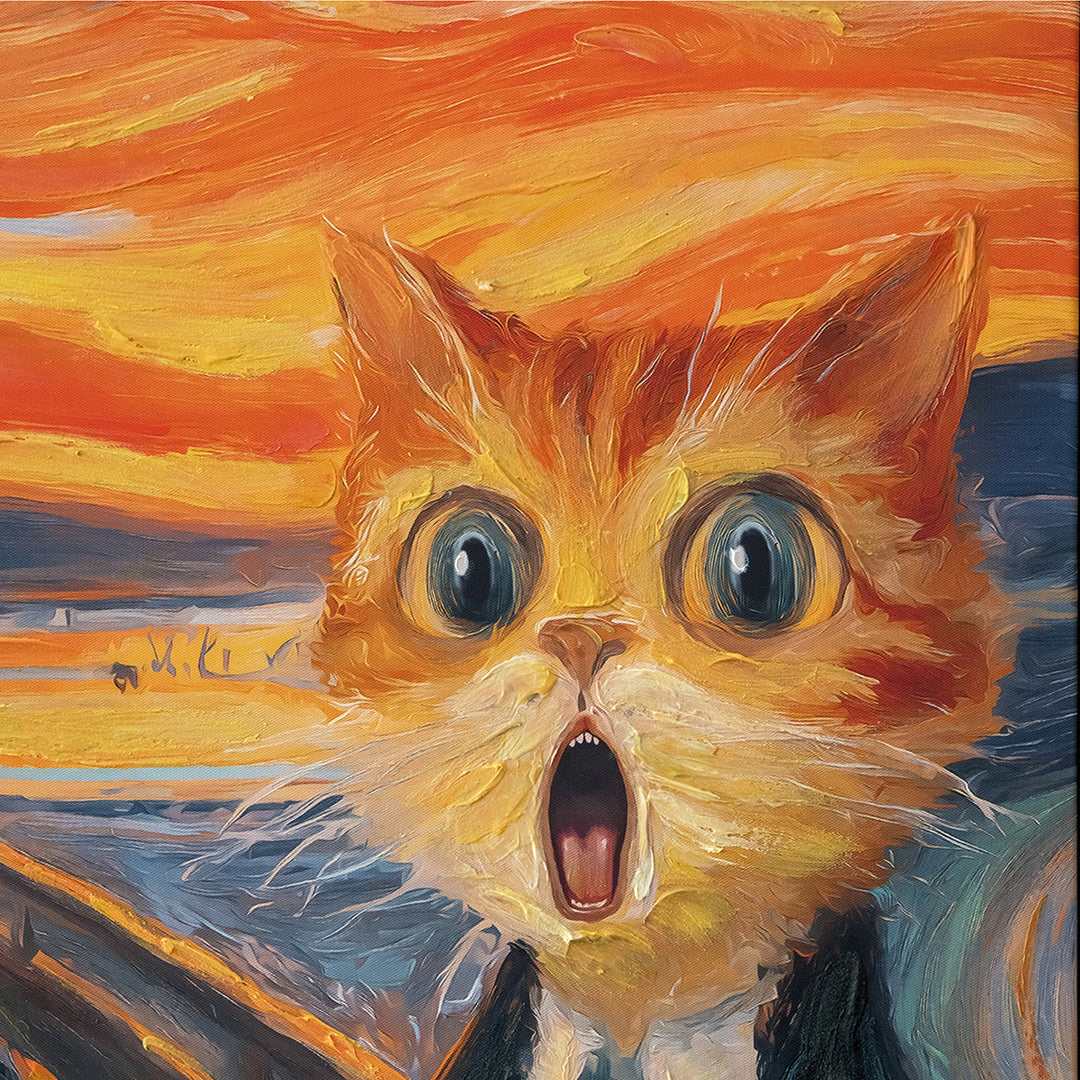 The Cat Scream – Handveredelter Kunstdruck auf Leinwand