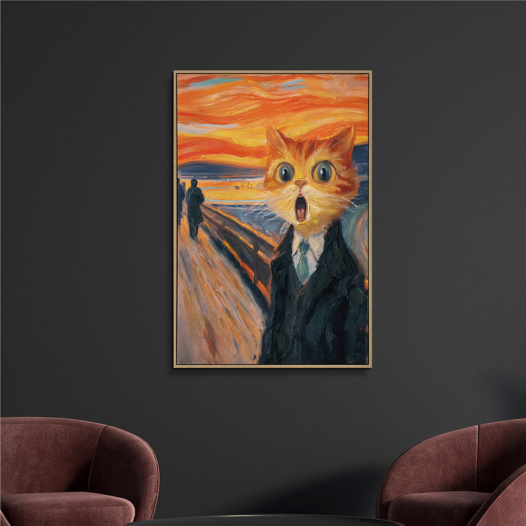 The Cat Scream – Handveredelter Kunstdruck auf Leinwand