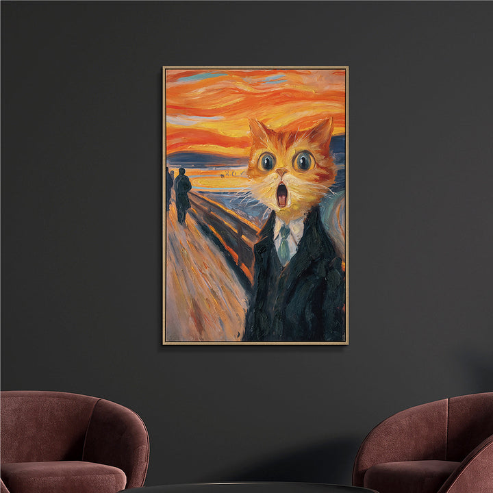 The Cat Scream – Handveredelter Kunstdruck auf Leinwand