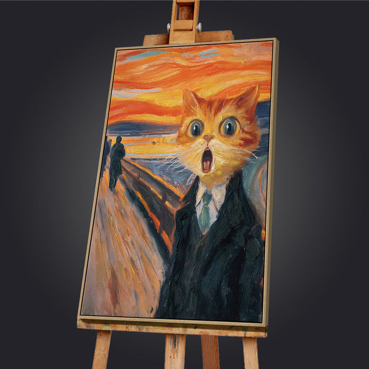 The Cat Scream – Handveredelter Kunstdruck auf Leinwand