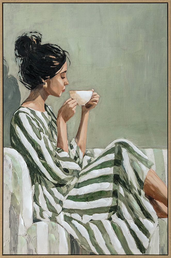 Tea Time Elegance – Handveredelter Kunstdruck auf Leinwand