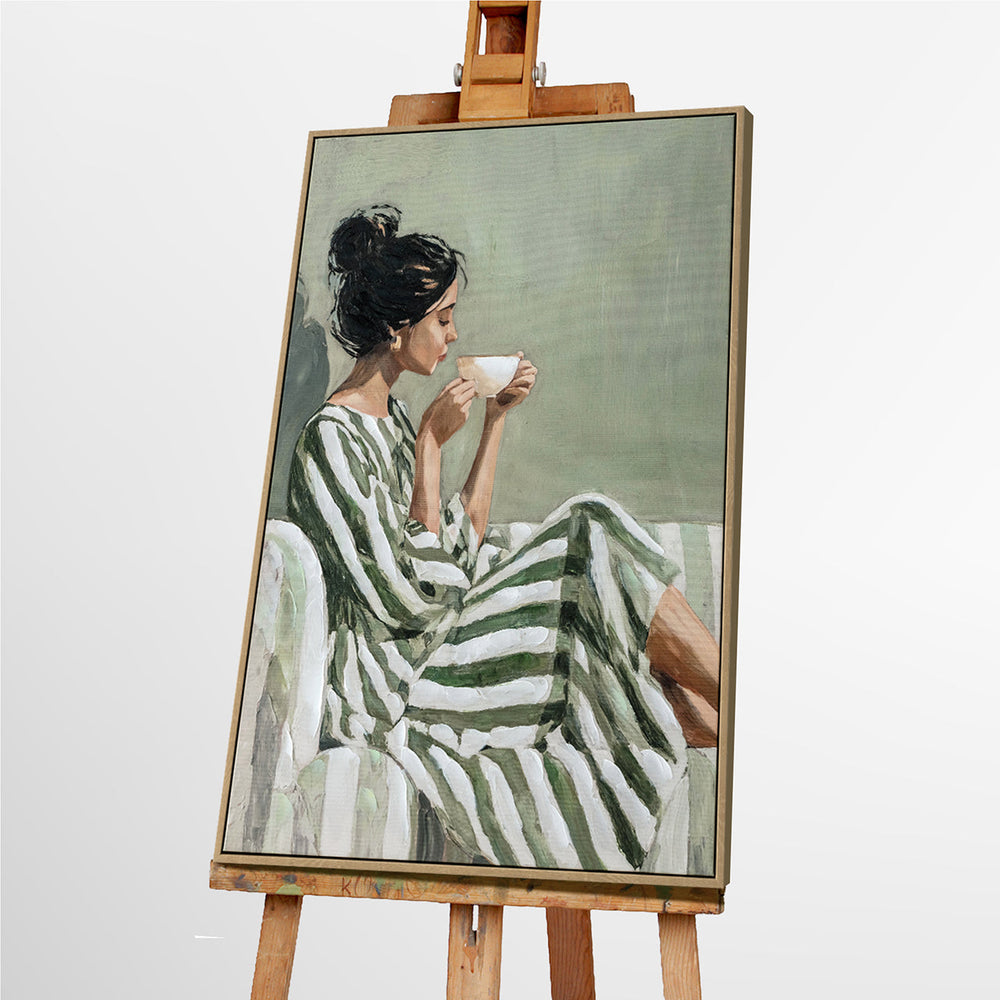 Tea Time Elegance – Handveredelter Kunstdruck auf Leinwand