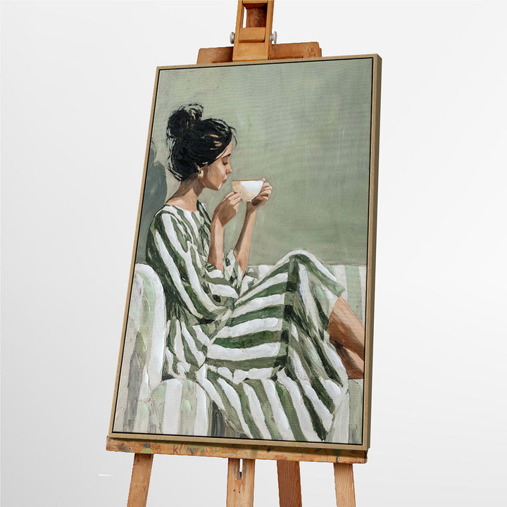 Tea Time Elegance – Handveredelter Kunstdruck auf Leinwand