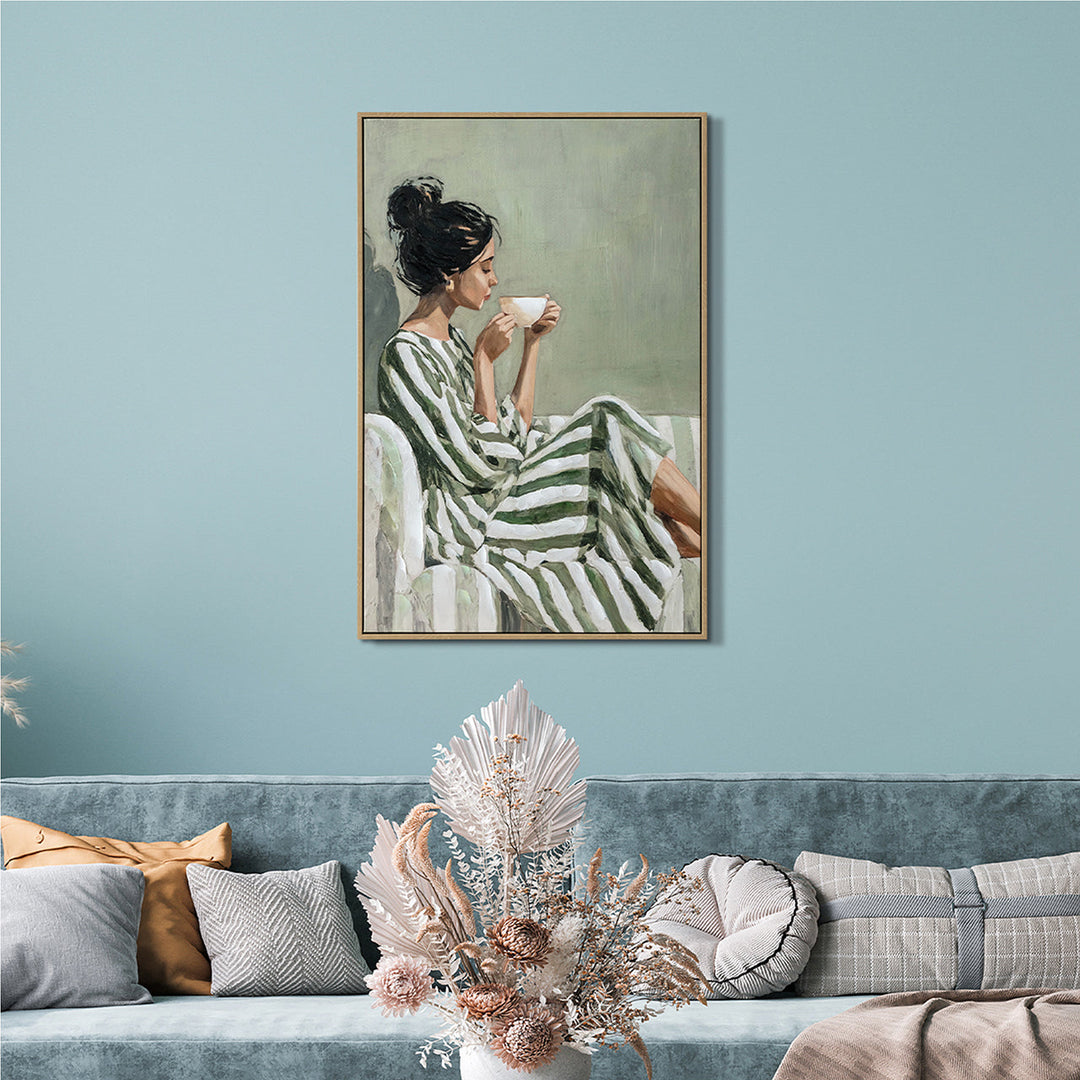 Tea Time Elegance – Handveredelter Kunstdruck auf Leinwand