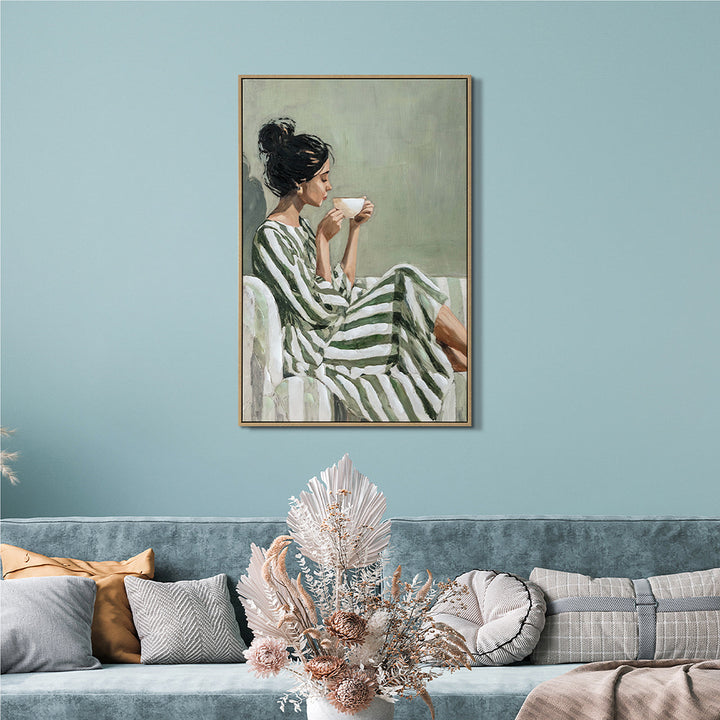 Tea Time Elegance – Handveredelter Kunstdruck auf Leinwand
