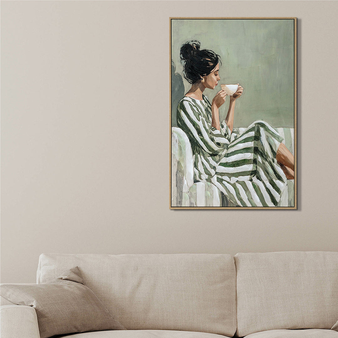 Tea Time Elegance – Handveredelter Kunstdruck auf Leinwand