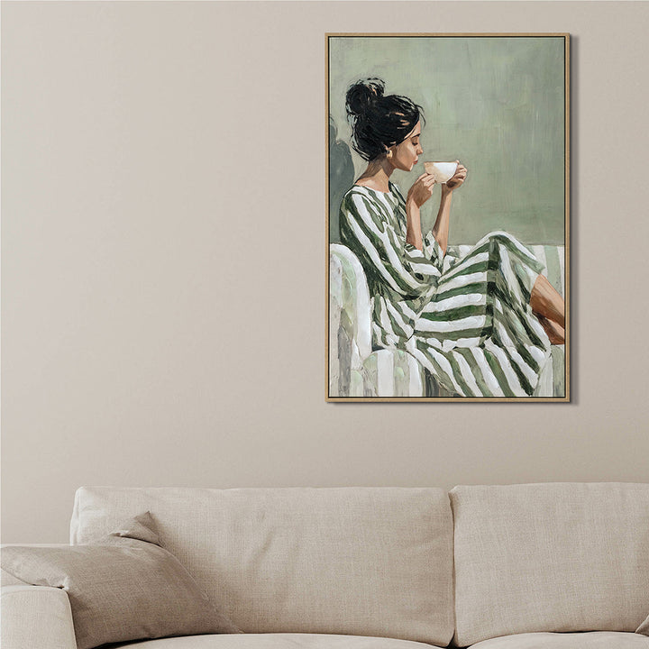 Tea Time Elegance – Handveredelter Kunstdruck auf Leinwand