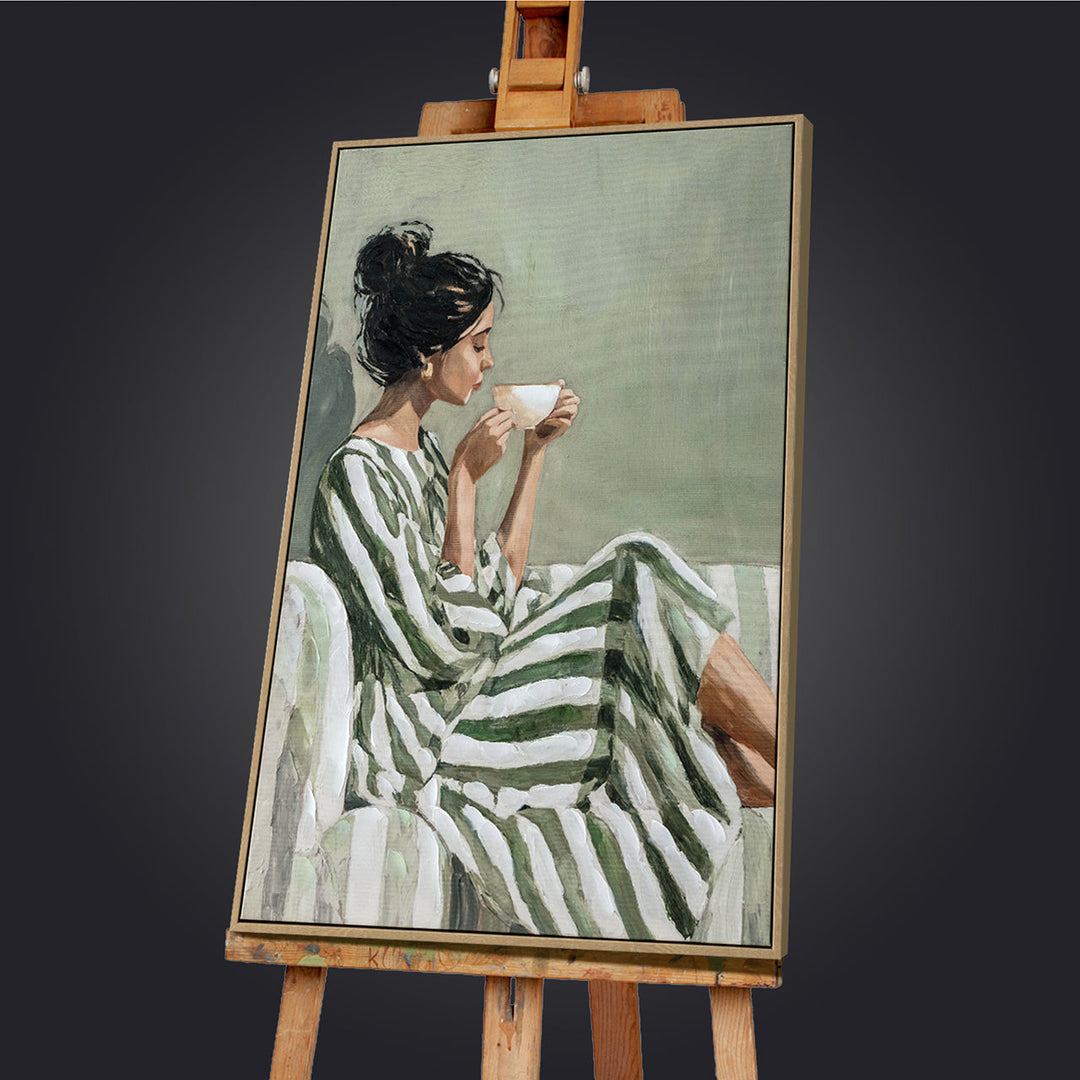 Tea Time Elegance – Handveredelter Kunstdruck auf Leinwand