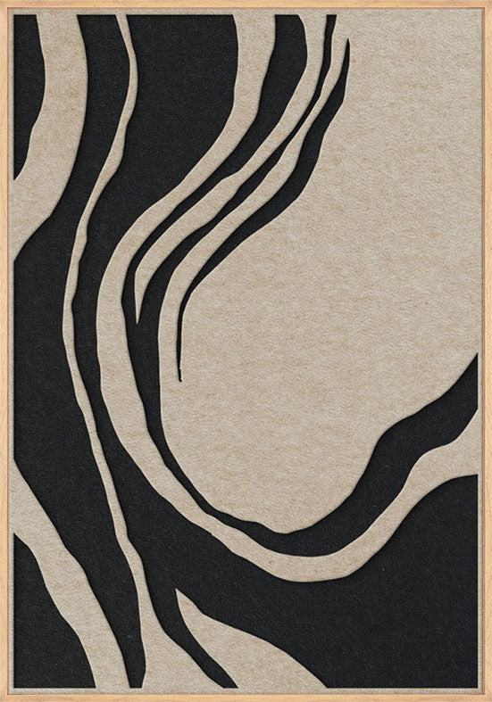 Sacred Silence 2 – Akustikbild aus Filz, Sand/Schwarz, Hochformat