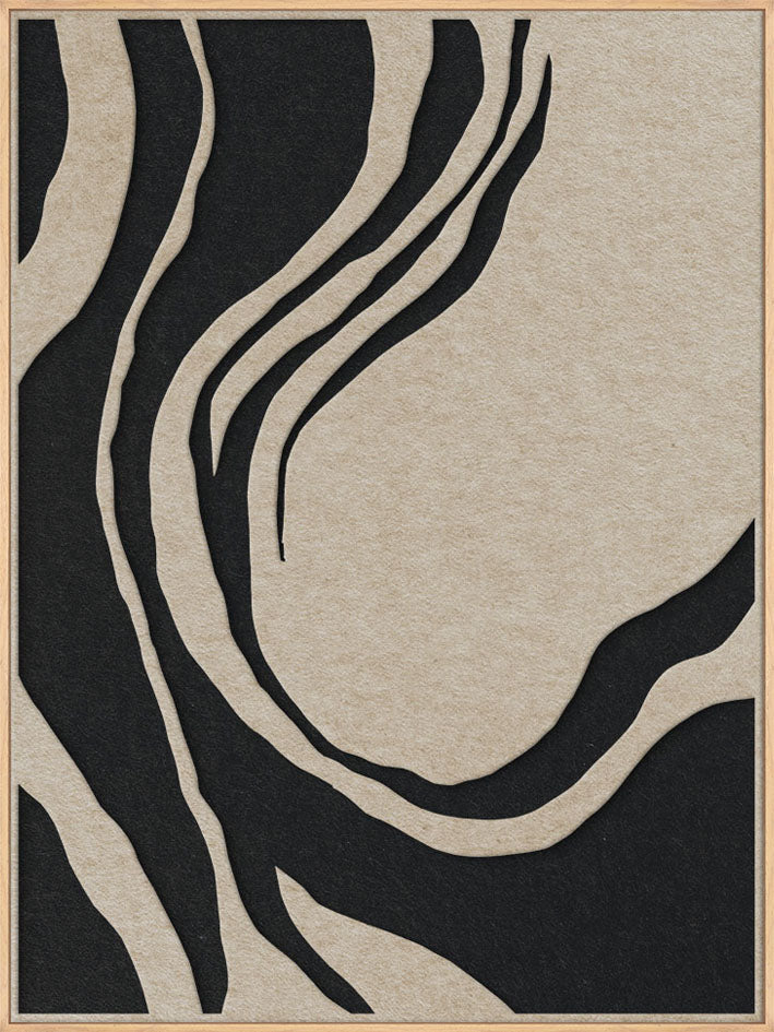 Sacred Silence 2 – Akustikbild aus Filz, Sand/Schwarz, Hochformat
