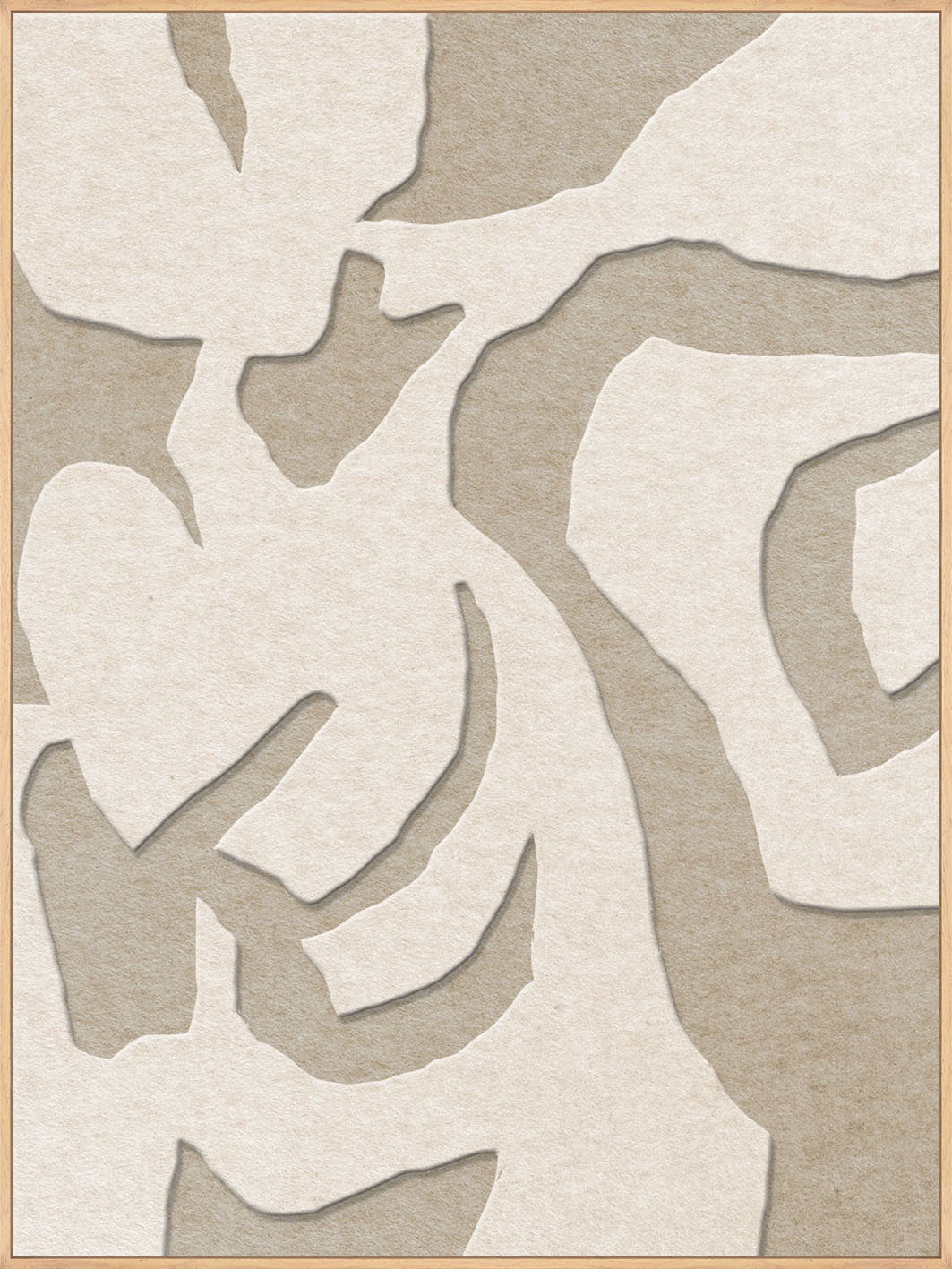 Soft Embrace 1 – Akustikbild aus Filz, Off-White/Sand, Hochformat