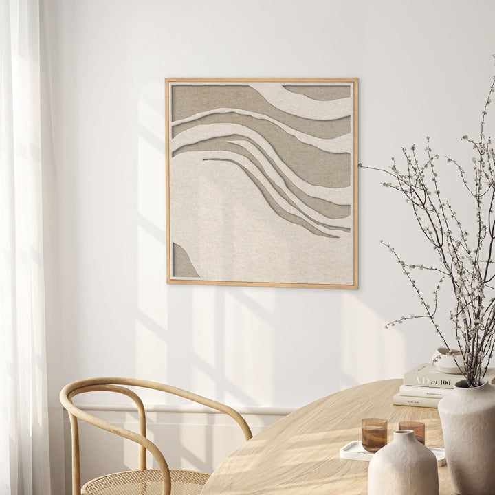 Sacred Silence Square 2 – Akustikbild aus Filz in Off-White/Sand