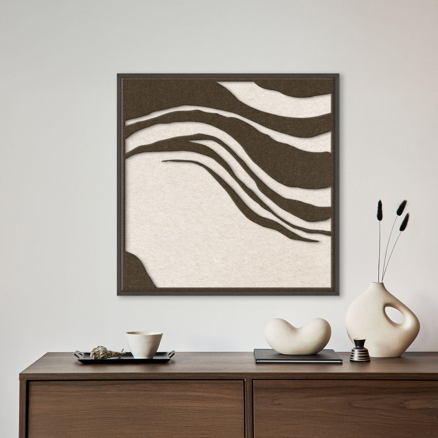 Sacred Silence Square 1 – Akustikbild aus Filz in Braun/Off-White