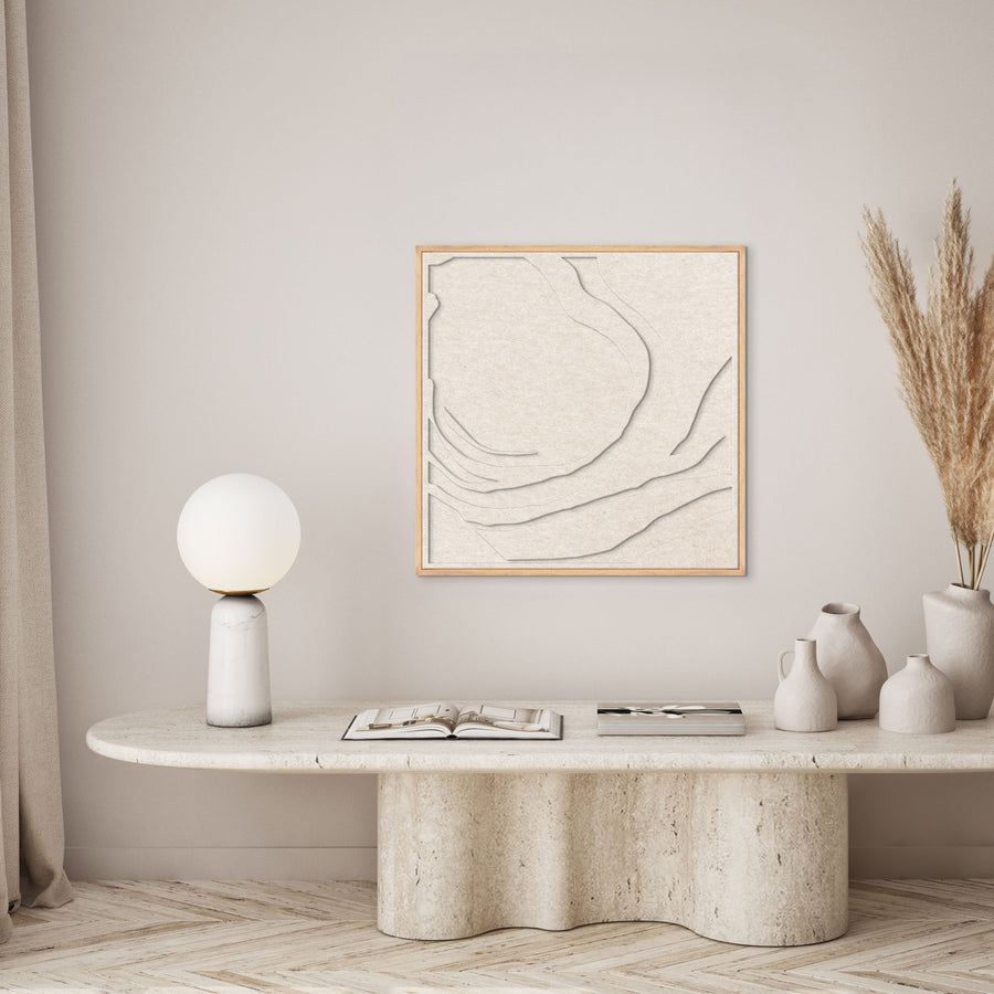 Silent Whisper Square 2 – Akustikbild aus Filz in Off-White
