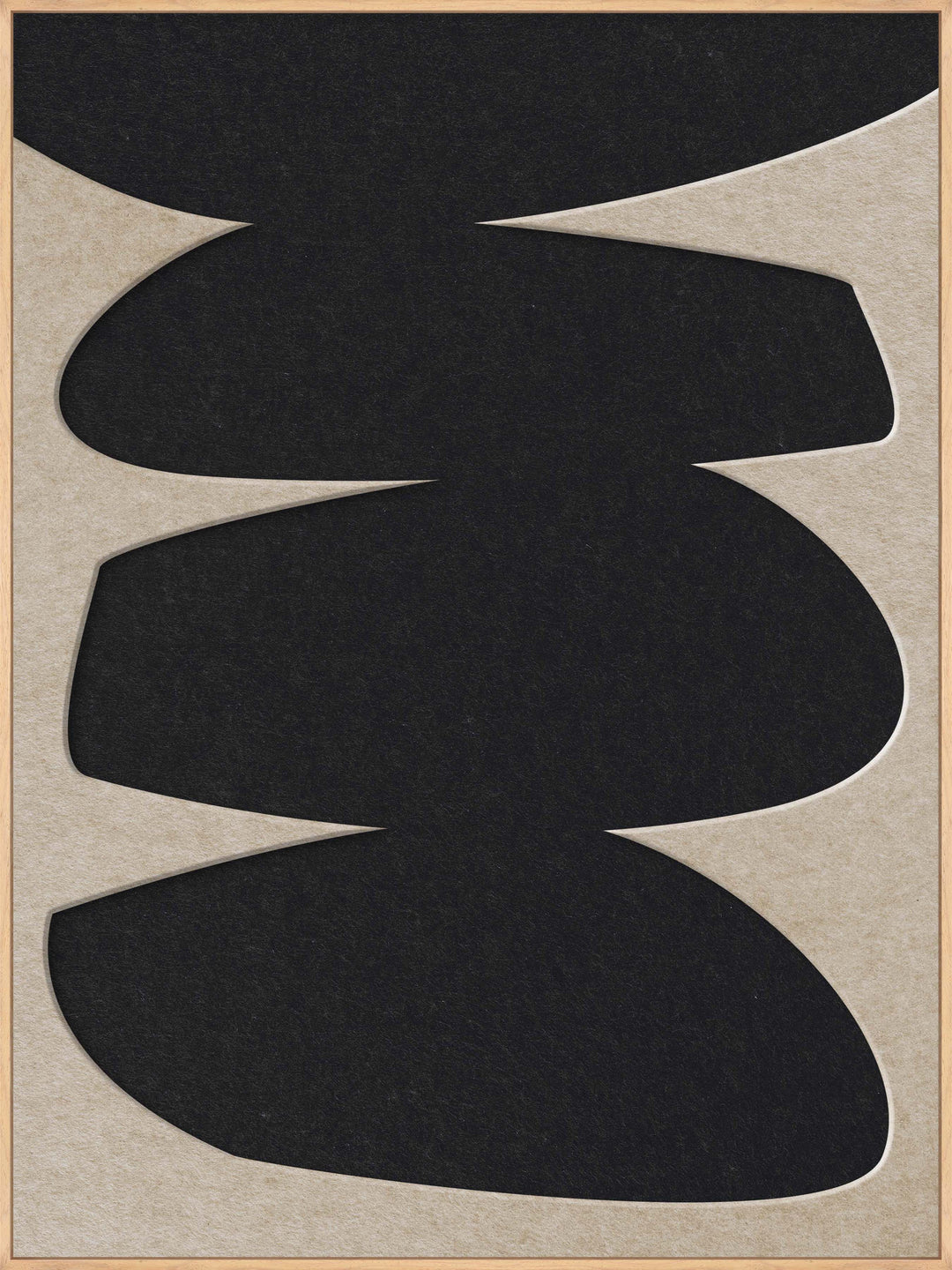 Stone Balance 2 – Akustikbild aus Filz, Sand/Schwarz, Hochformat