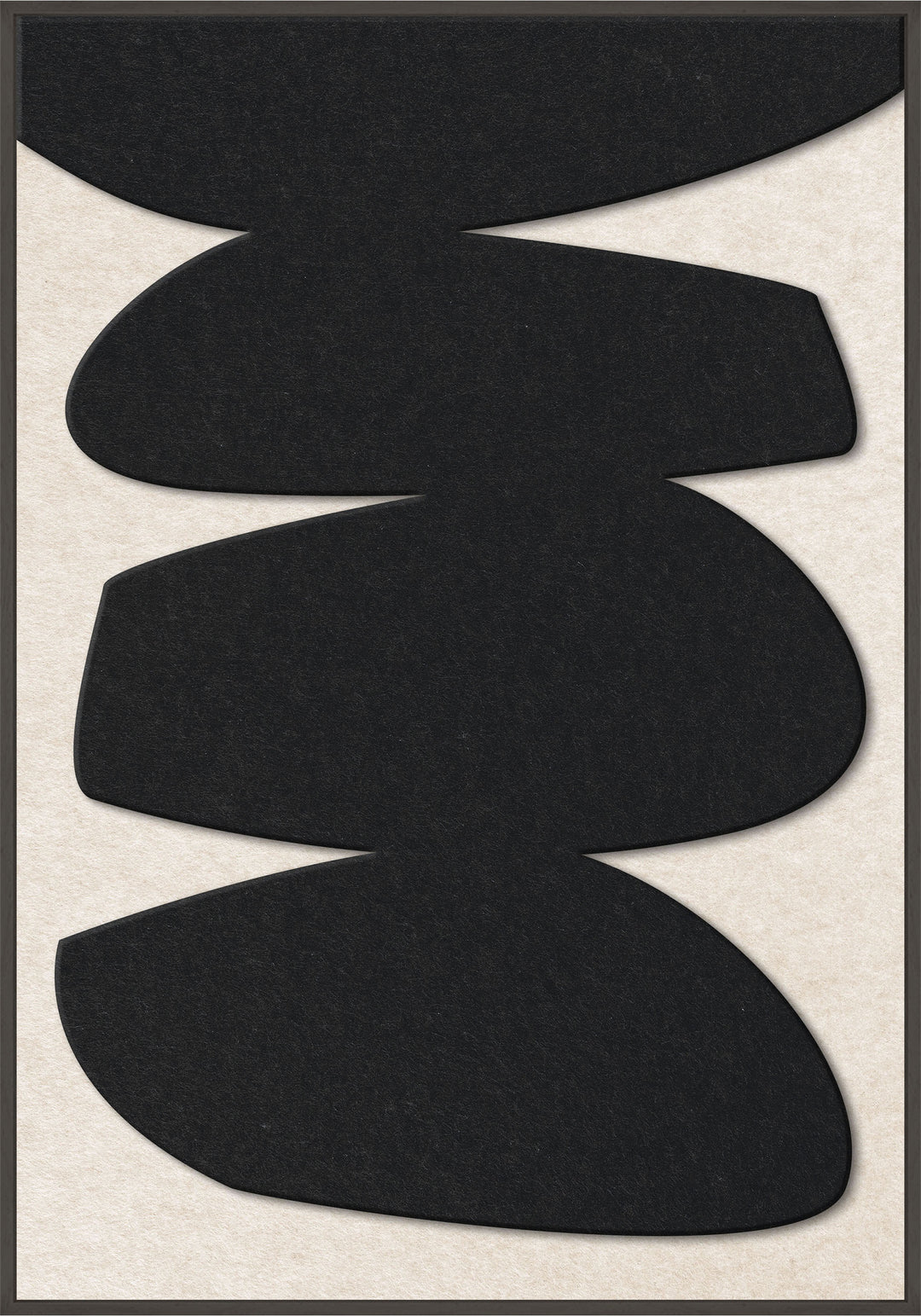 Stone Balance 1 – Akustikbild aus Filz, Schwarz/Off-White, Hochformat